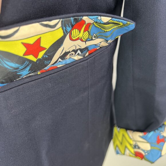 Wonder Woman Size 16 DC Comics Navy Blue Women Blazer Jacket Single Button Lined - Picture 4 of 12